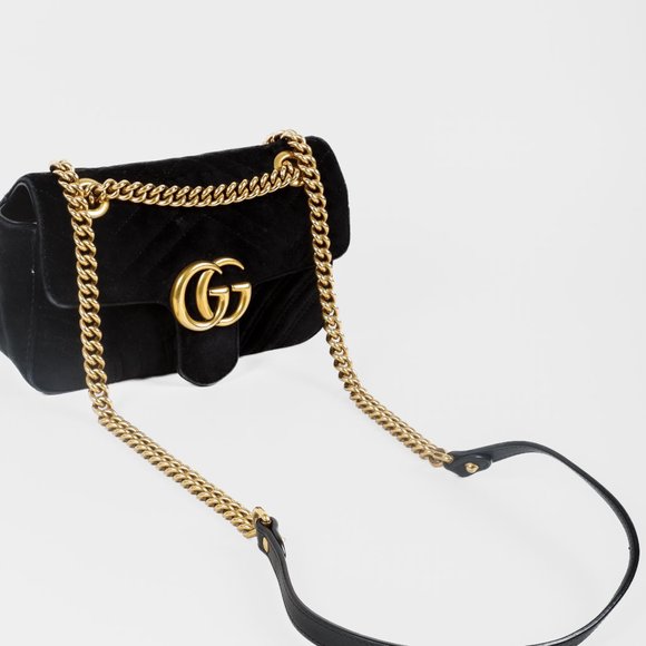 SOLD Gucci Mini Black Velvet GG Marmont Shoulder Bag - Picture 7 of 12